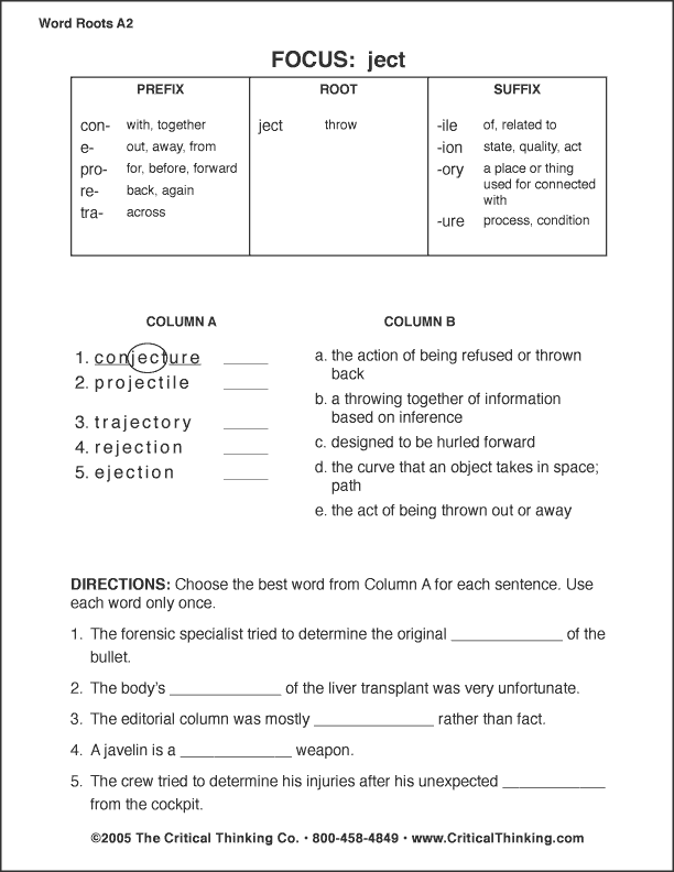 critical thinking word roots b2 answers