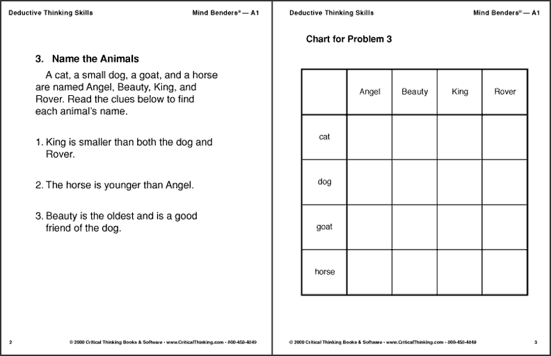 reasoning worksheets deductive Deductive Puzzles benders: a1 Mind Reasoning